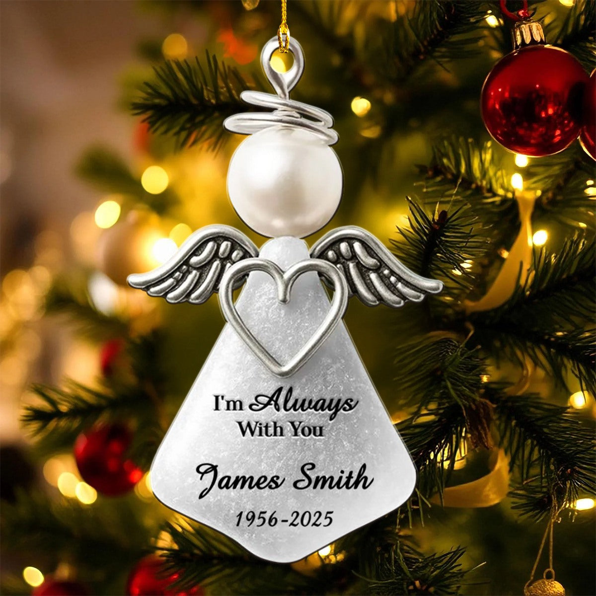 In Angel's Arms Memorial Personalized Acrylic Ornament