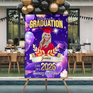 Welcome To Celebration Custom Party Welcome Sign - Personalized Graduation Decoration - Graduation Sign