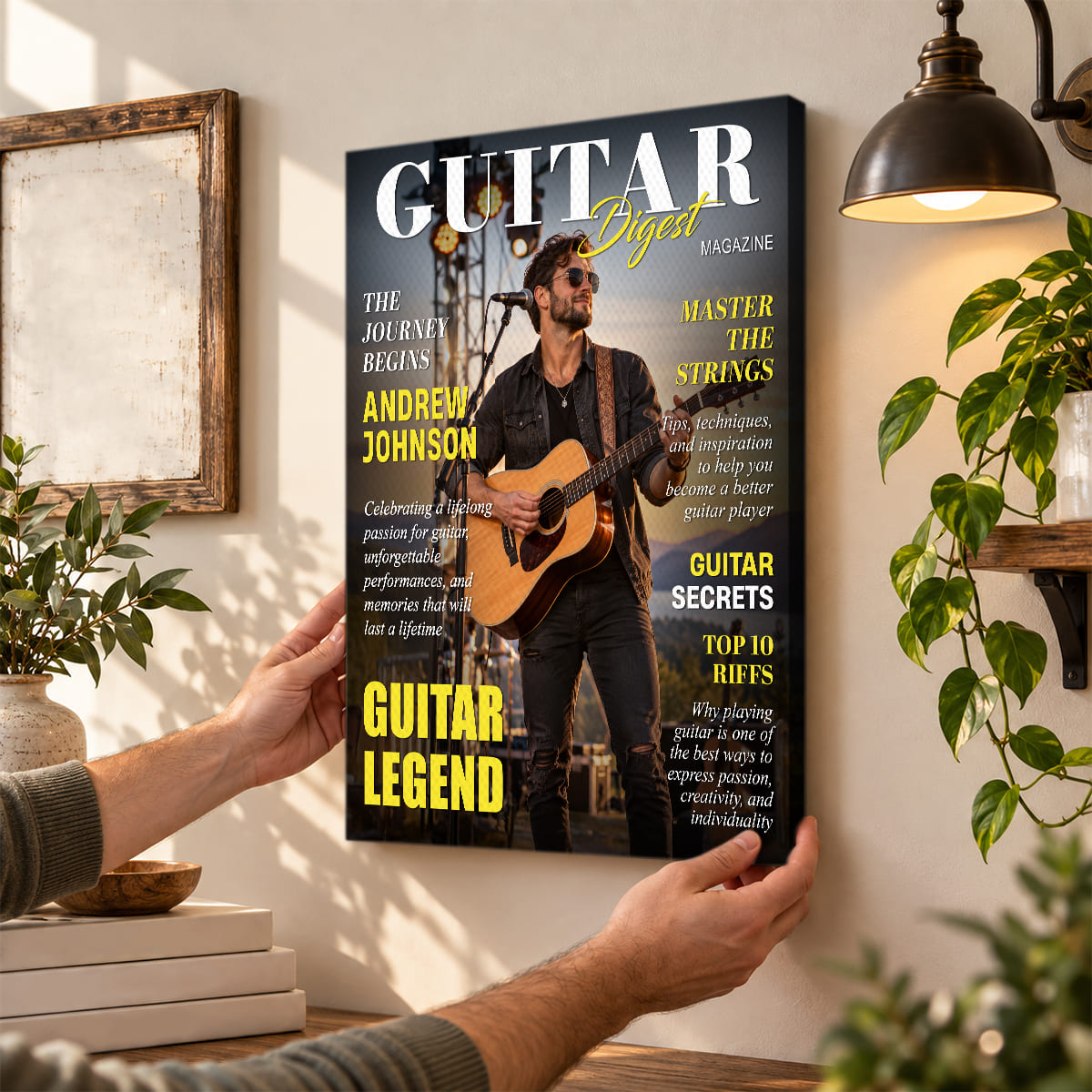 Personalized Guitar Digest Magazine Cover – Custom Guitarist Photo Keepsake, A Unique Music Gift For Guitar Lovers