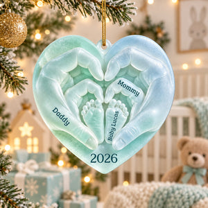 Daddy, Mommy & Baby – Personalized Acrylic Christmas Ornament | New Parent & Family Keepsake Gift