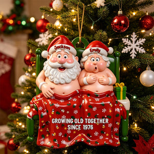Growing Old Together Since,Santa Couples in Bed Personalized Acrylic Ornament