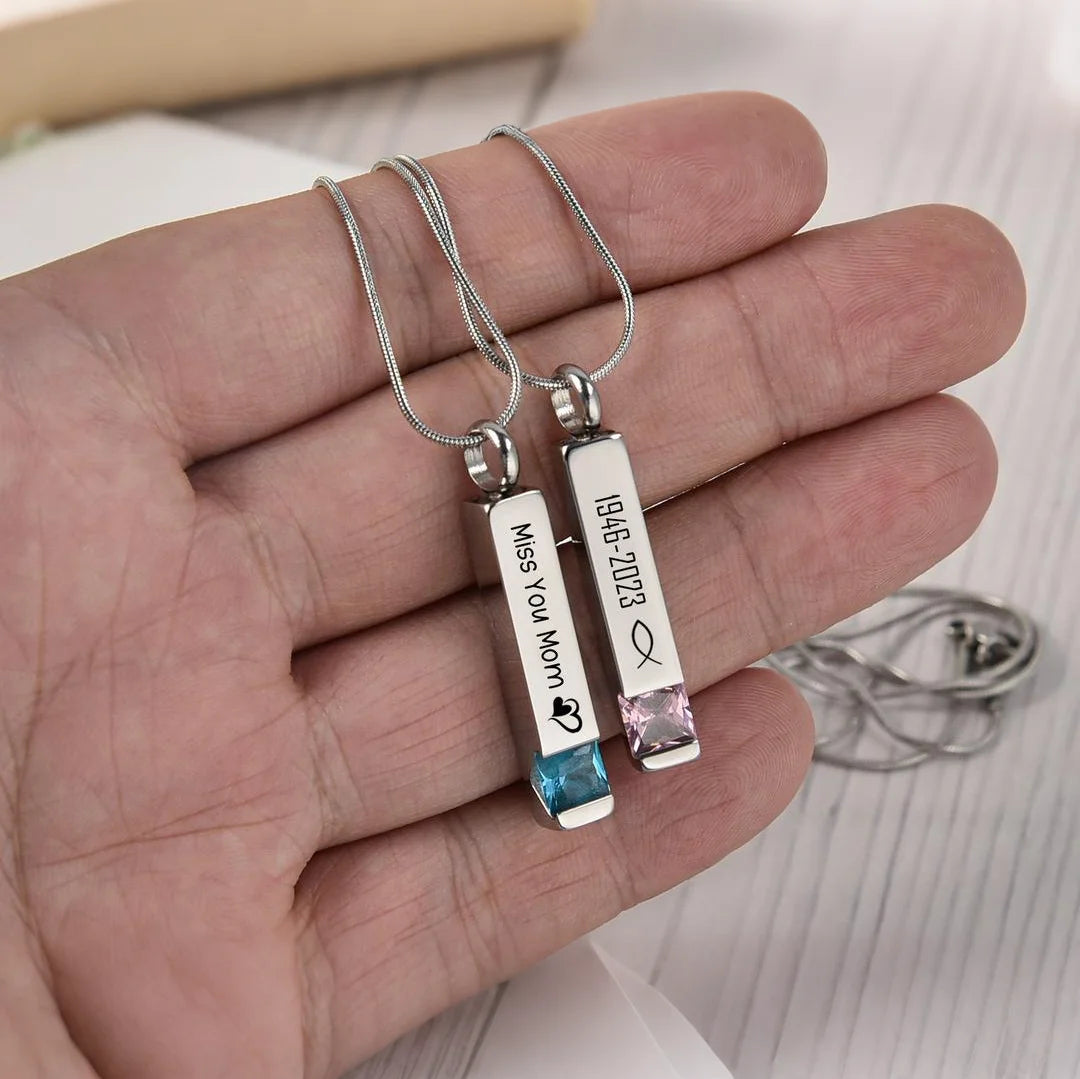 Engraved Name & Date Personalized Birthstone Urn Necklace
