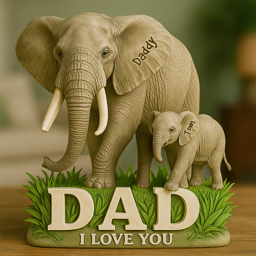 Dad We Love You - Elephant Father Personalized Acrylic Plaque