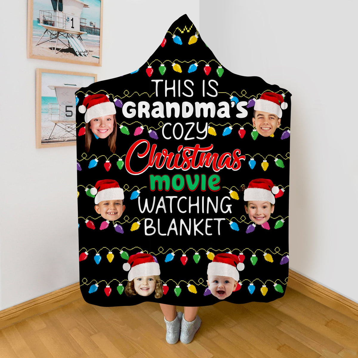 Custom Photo Gifts For Grandma Personalized Wearable Blanket