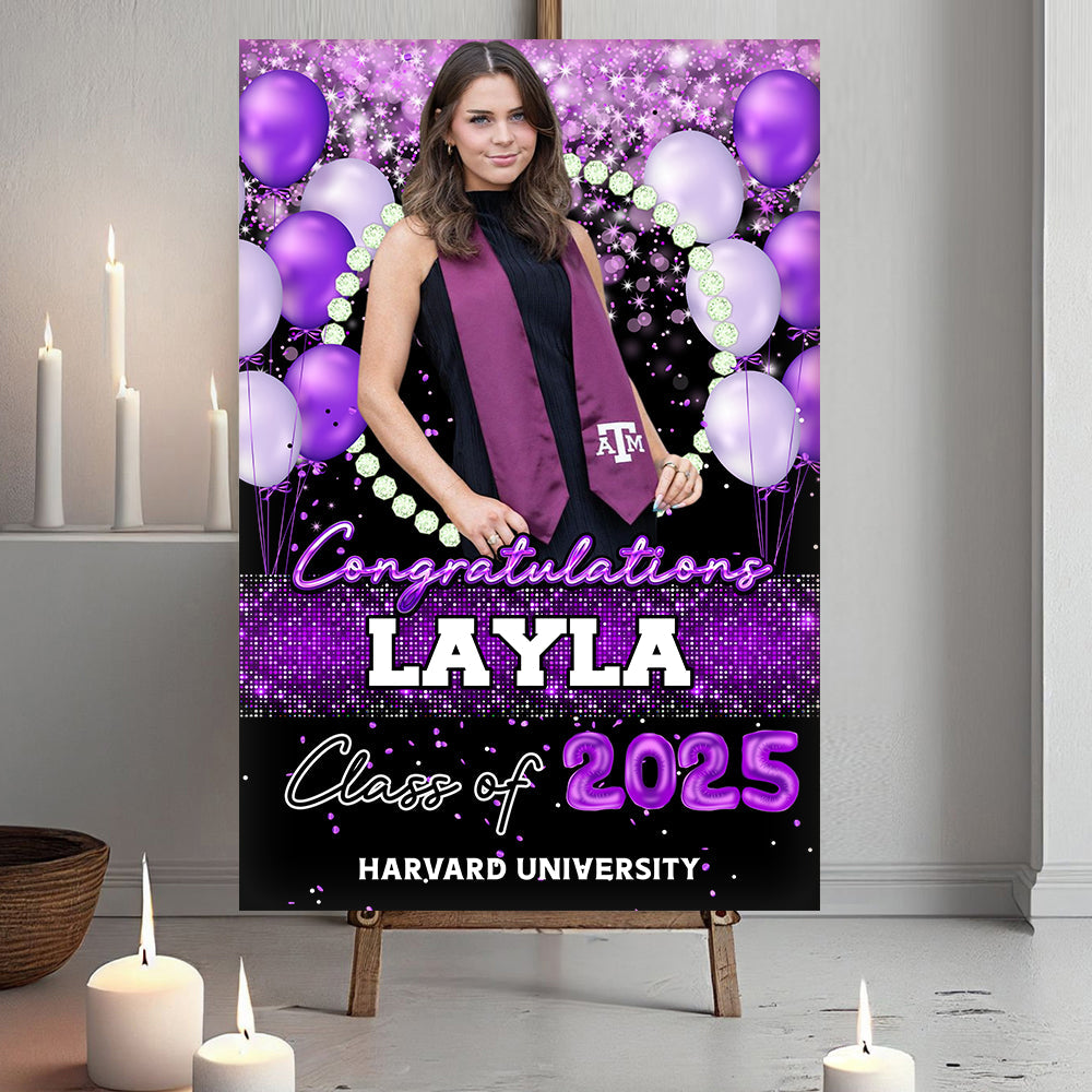 Graduation Party Decorations Custom Welcome Canvas Sign Grad - Personalized Class of 2026