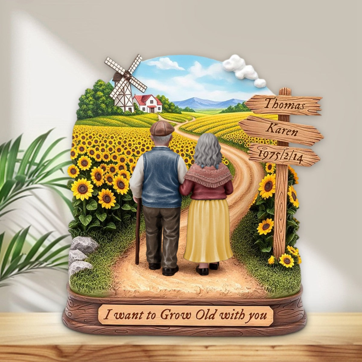 Old Couple Acrylic Plaque-Personalized Anniversary Gift for Old Married Couples