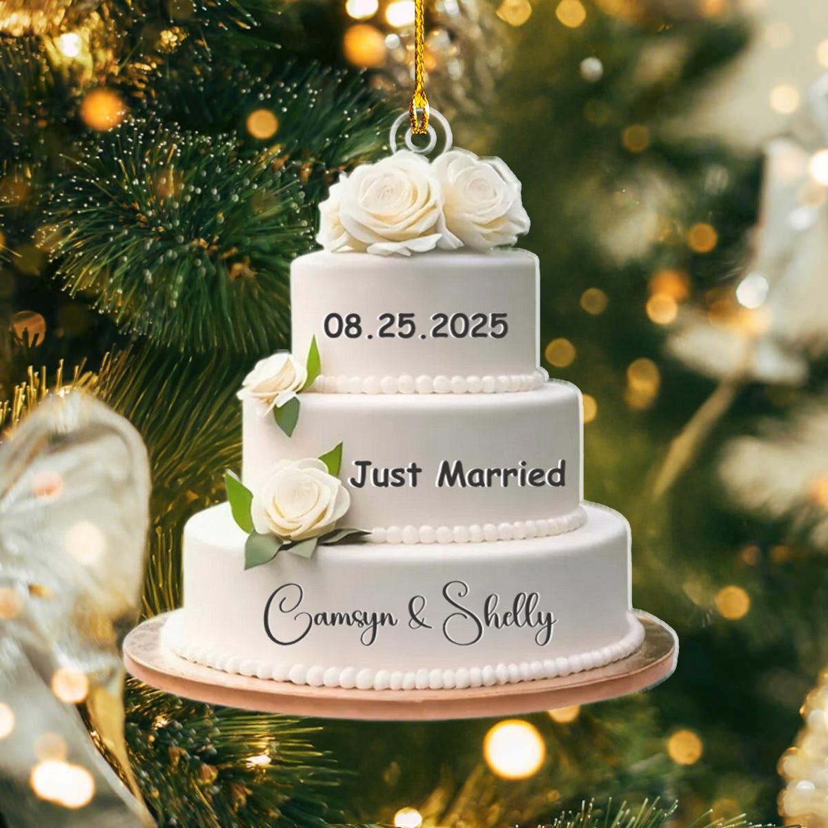 Wedding Cake Personalized Christmas Ornament, Wedding Christmas Ornament