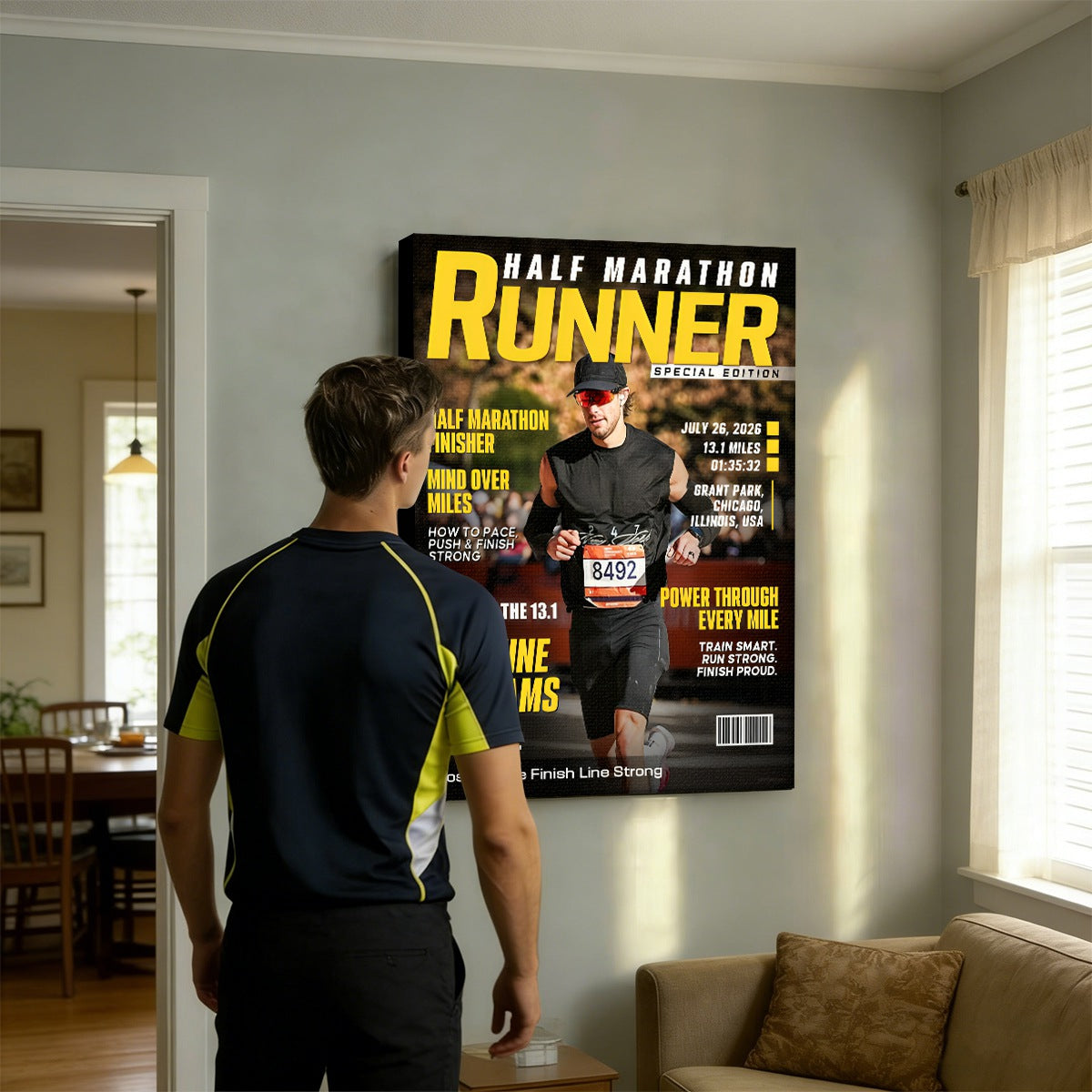 Half Marathon Runner Magazine Cover Poster, Running Milestone Gift, Unique Gifts For Runners