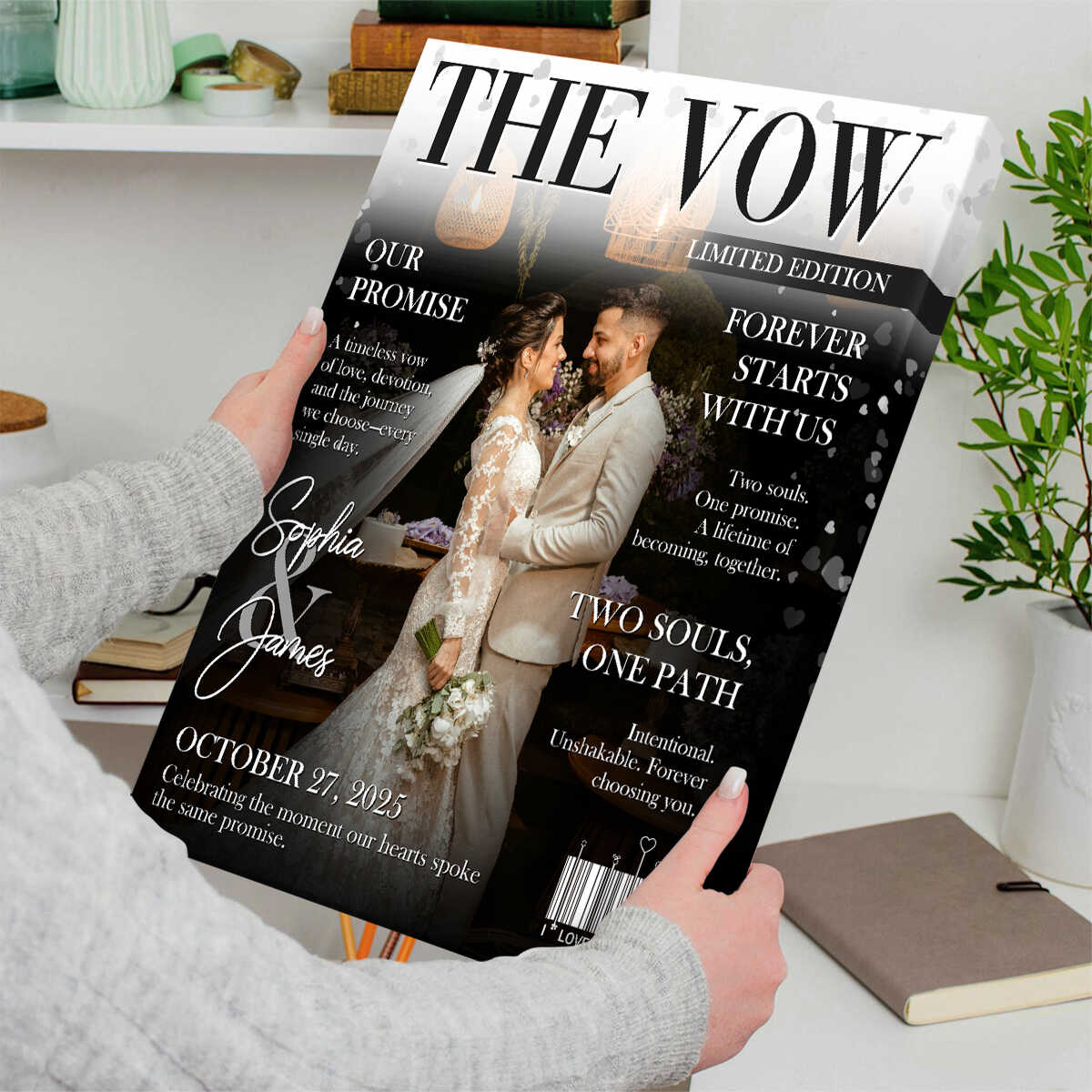 The Vow Magazine Cover, Custom Wedding Love Story Canvas, Romantic Couple Keepsake, Romantic Forever Gift