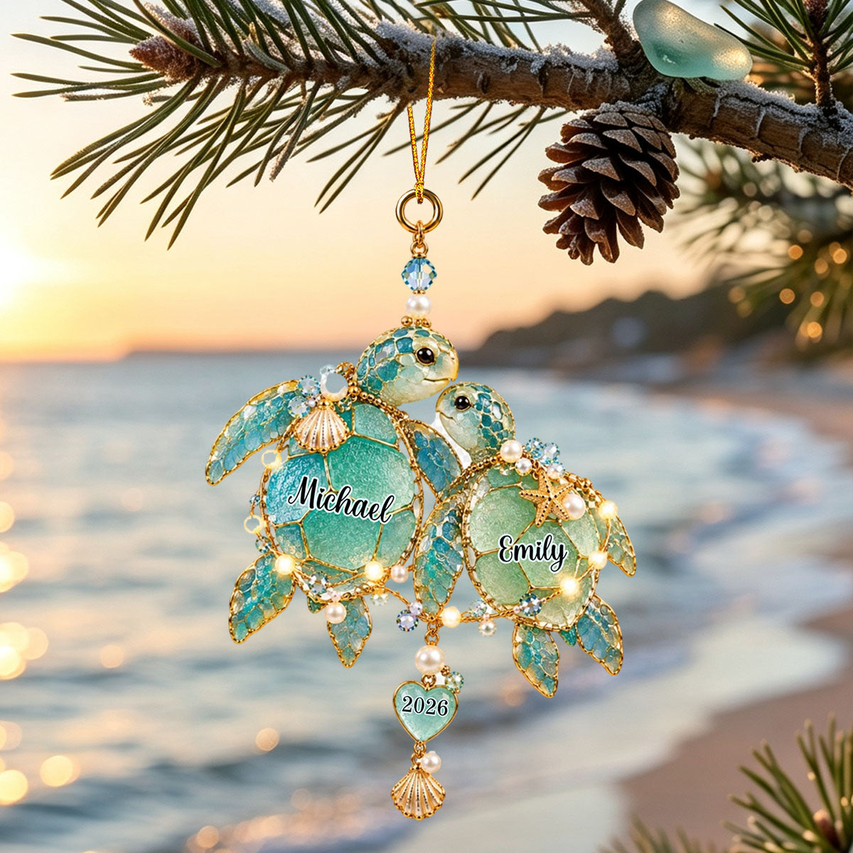 Personalized Ocean Couple Ornament Wedding Christmas Gift For Couples