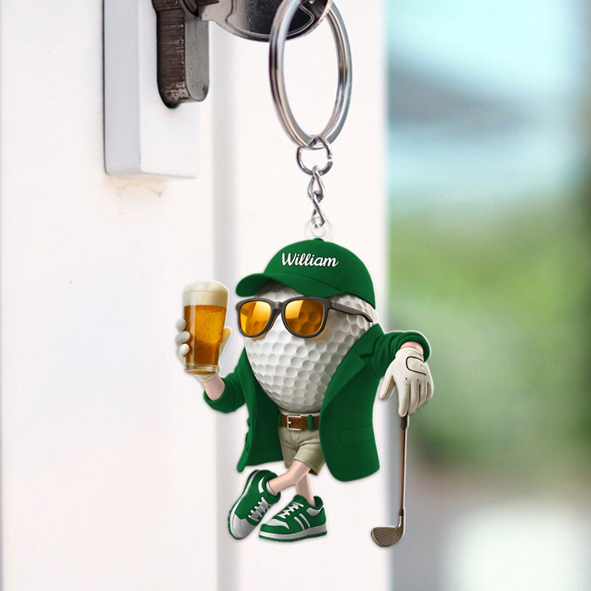 Personalized Beer Golf Keychain For Golf Lovers