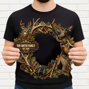 "Our Family Hunting" – Personalized Wood Sign Wreath | Gift For Hunters & Outdoorsmen