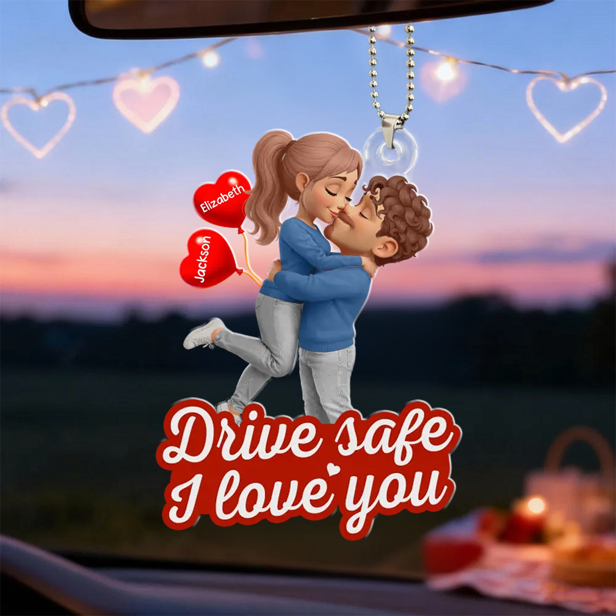 Drive safe, I love you - Personalized Acrylic Car Ornament Gifts For Husband And Wife, Him And Her