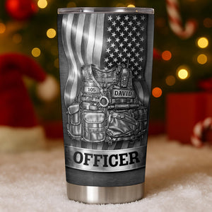 Officer Tactical Vest, Personalized Stainless Steel Tumbler, Gift For Police Lovers
