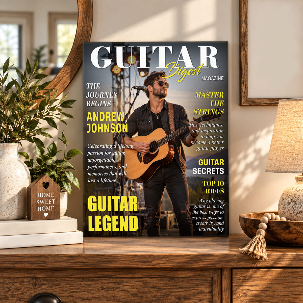Personalized Guitar Digest Magazine Cover – Custom Guitarist Photo Keepsake, A Unique Music Gift For Guitar Lovers