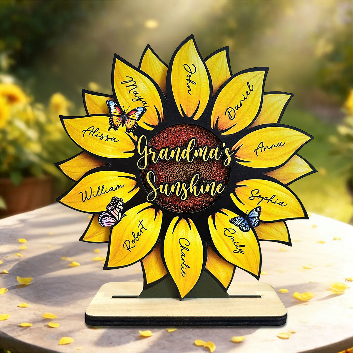 Mother's Day Gifts, Grandma's Sunshine, Grandma's Garden Sunflowers For Nana, Mimi, Gigi - Personalized Wooden Plaque