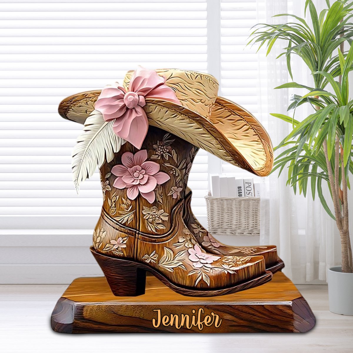 Personalized Cowgirl Boots Custom Shaped Acrylic Plaque