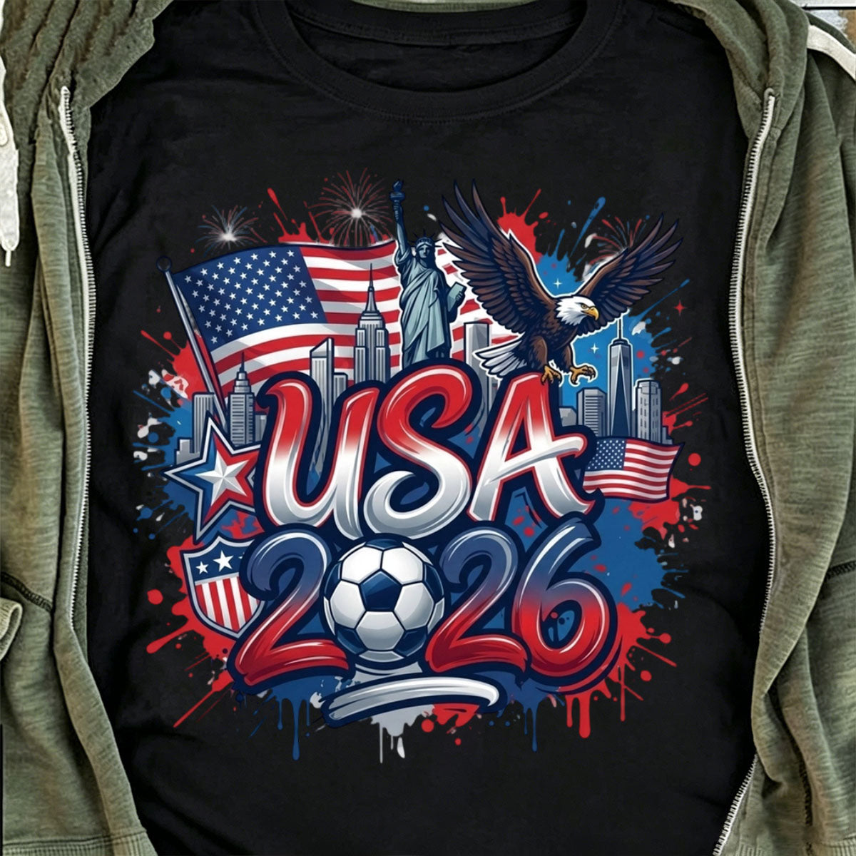 Personalized 2026 Soccer Country Cotton T-shirt | Perfect For Fan Events & Tailgates