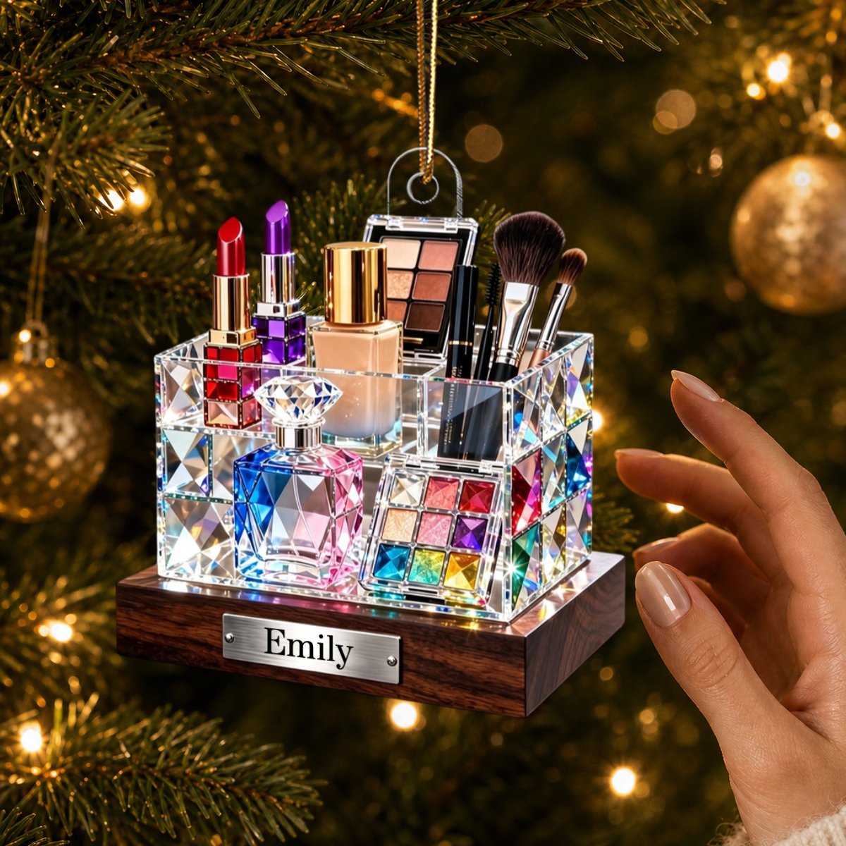Personalized Stained Glass Cosmetic Display Box Theme Ornament - Gift For Makeup Lovers