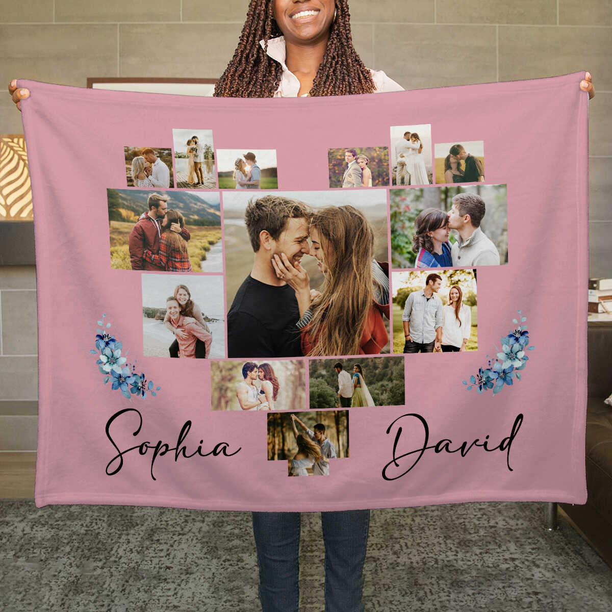 Custom Photo Blanket For Couples – Personalized Gift For Husband, Wife & Anniversary