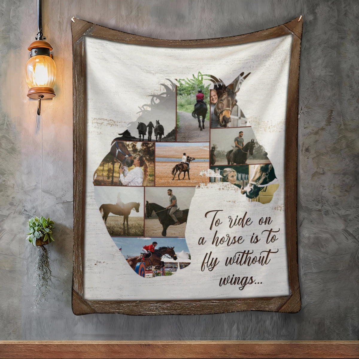 Personalized Horse Collage Photo Blanket Gift For Horse Riders, Horse Lover