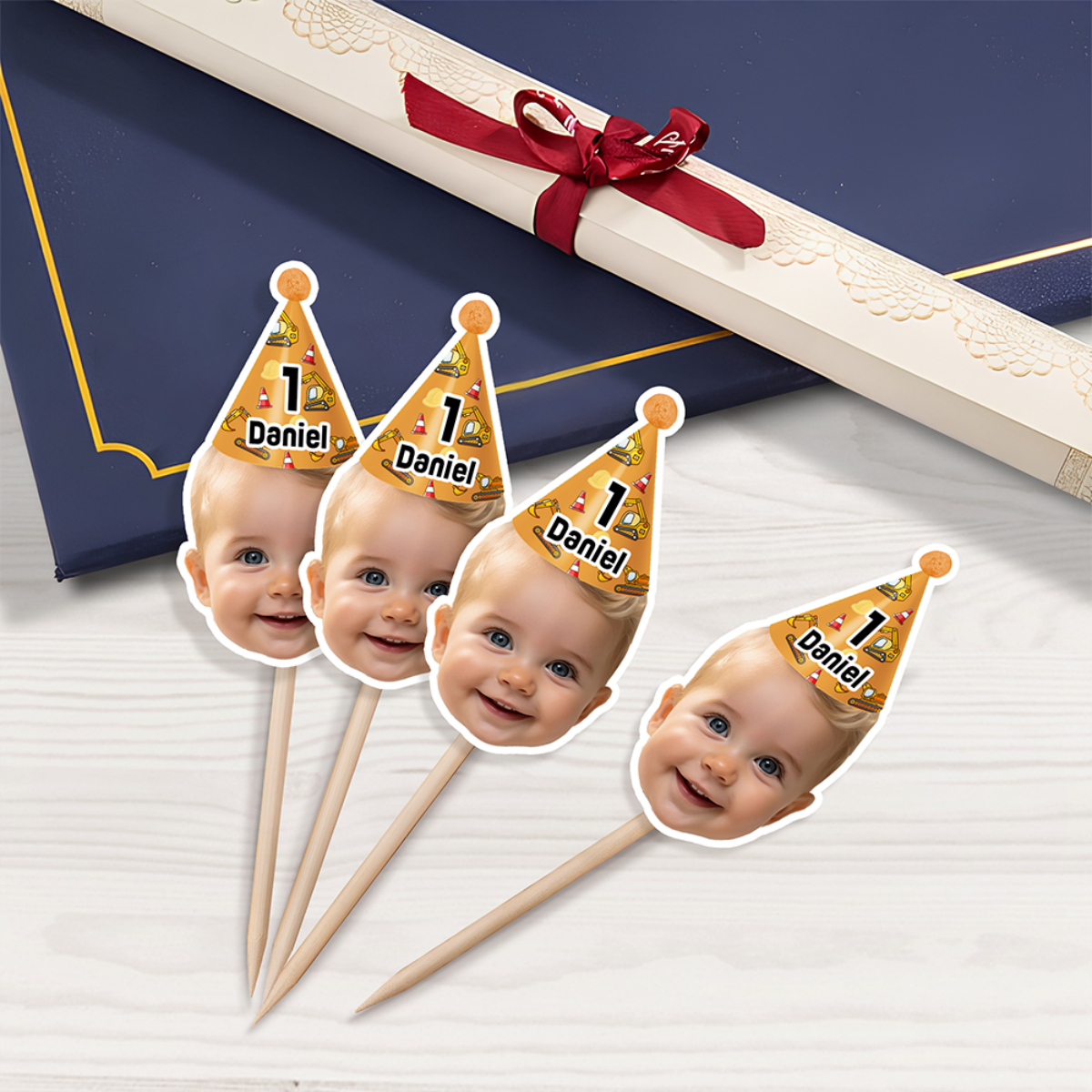 Birthday Party Decor – Custom Baby Face Cupcake Toppers | Cute & Personalized
