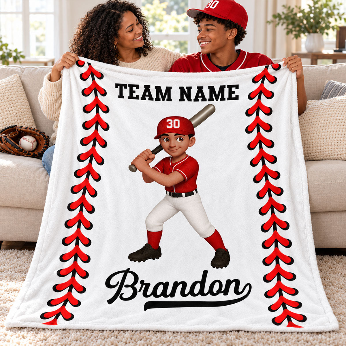 Personalized Baseball & Softball Name & Team Fleece Blanket – Custom Christmas Gift For Young Players