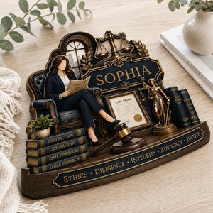 Custom Attorney Name Wooden Plaque – Personalized Law Graduation Gift | Scales Of Justice Decor For Lawyers