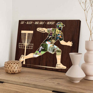 Personalized Disc Golf Photo Collage Canvas – Custom Gift For Disc Golfers