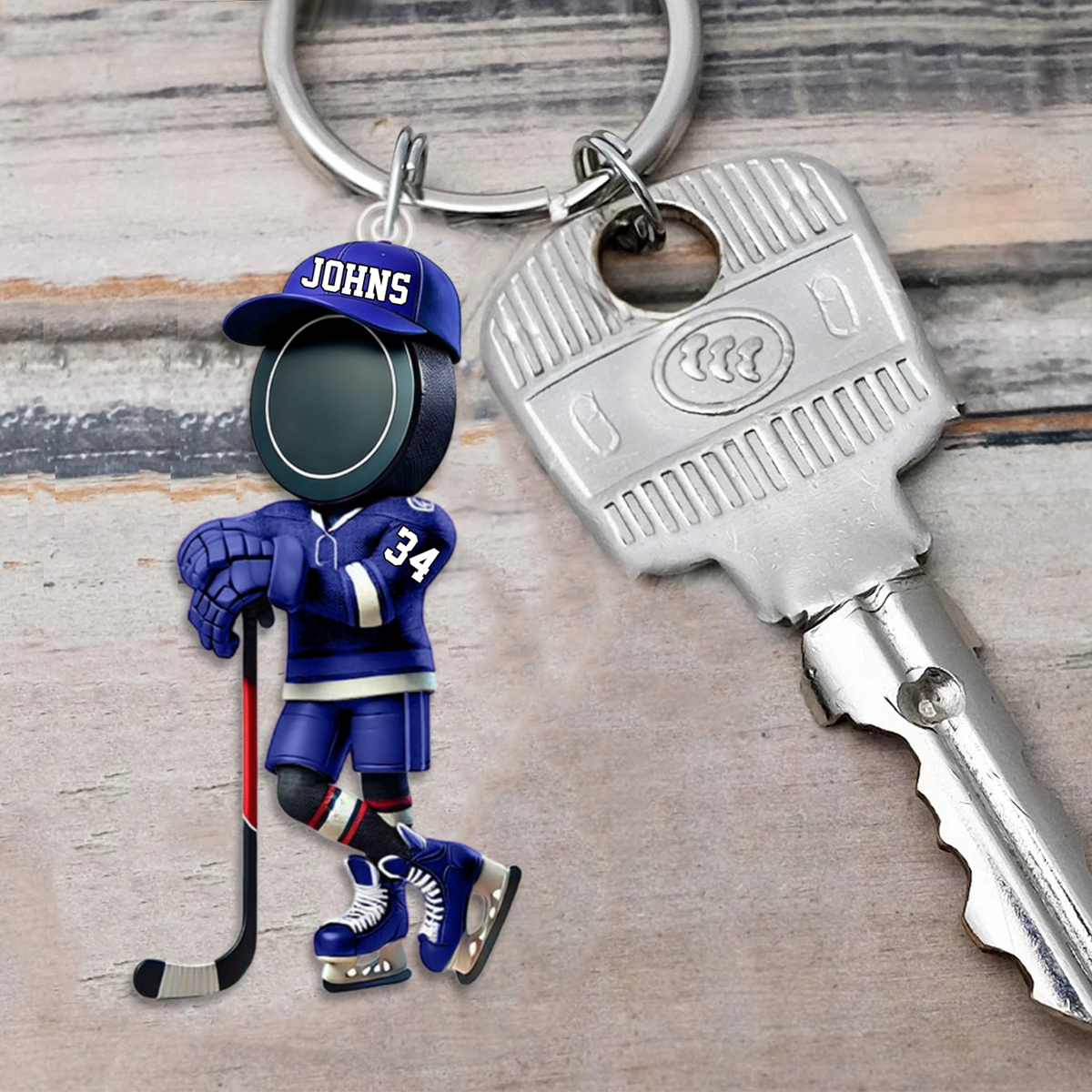 Personalized Name Cool Ice Hockey Acrylic Keychain