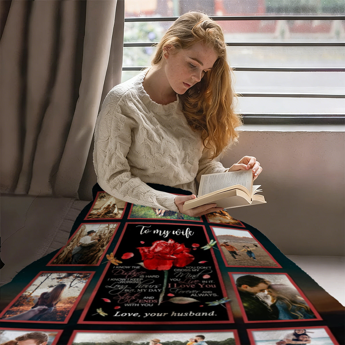 Personalized To My Wife Blanket Custom Photo Gifts for Wife/Couple