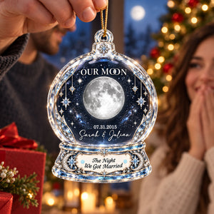"Our Moon Couple" Custom Moon Phase By Date – Personalized Acrylic Ornament | Christmas Keepsake For Him & Her