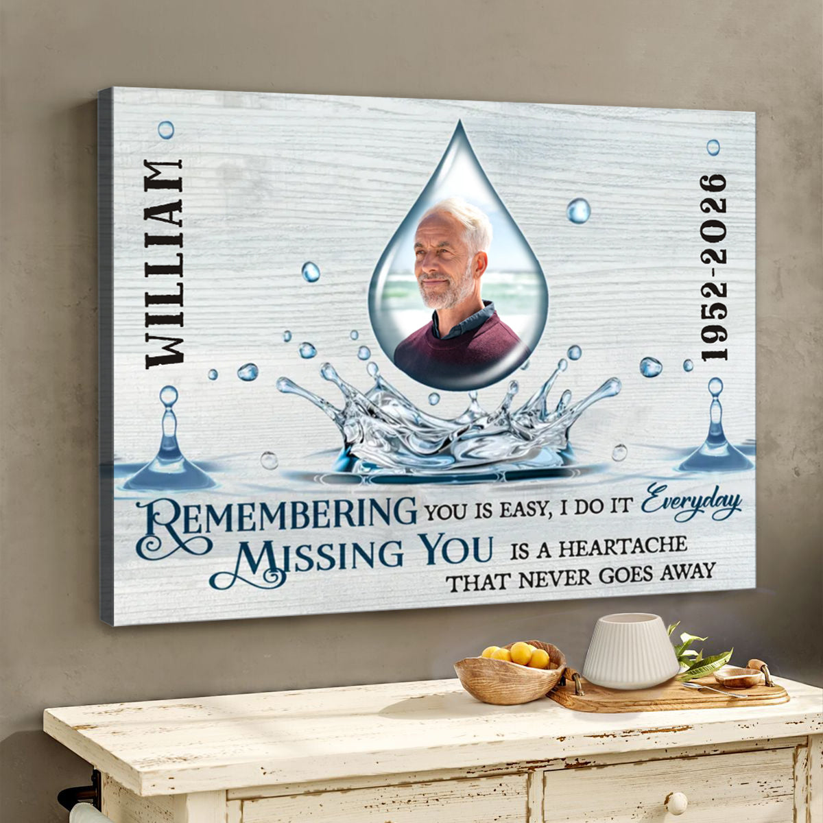 REMEMBERING and MISSING Memorial Gift Personalized Canvas Poster