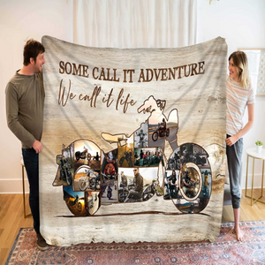 Custom Motorcycle Photo Collage Fleece Blanket – Personalized Gift For Bikers