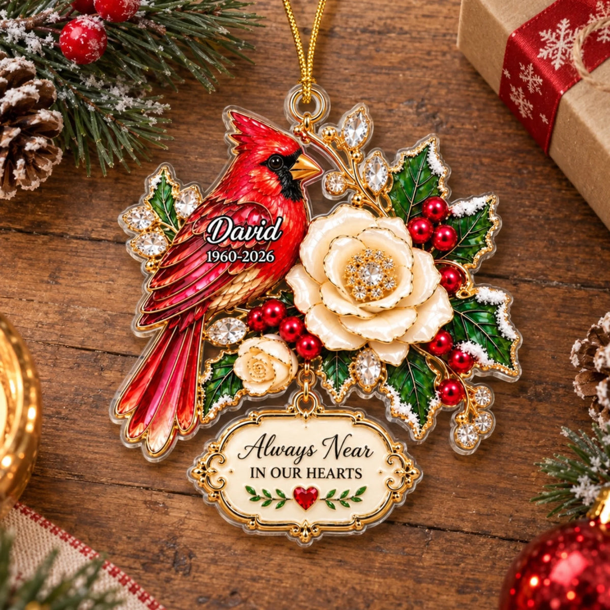 "Always Near Your Heart" – Personalized Acrylic Ornament | Memorial Gift For Loss Of Loved One
