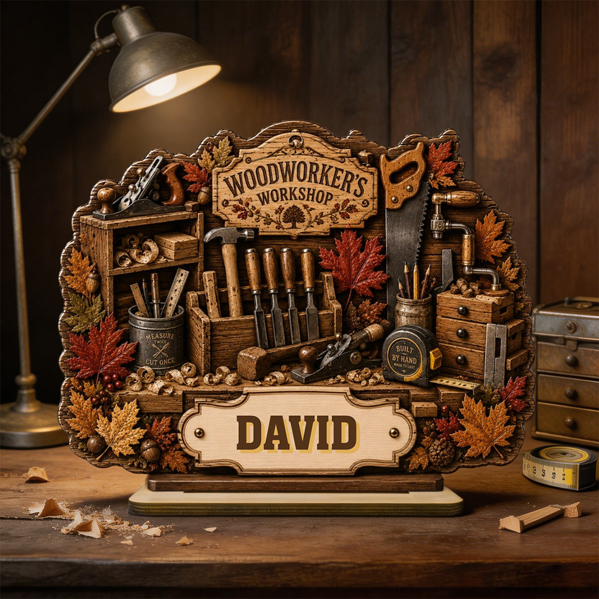 Woodworker's Workshop Personalized Wooden Plaque,Gift for Man