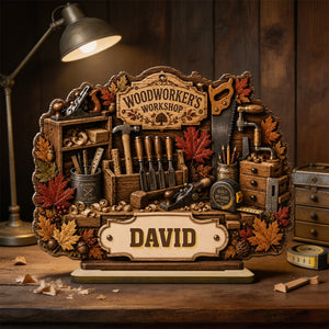 Woodworker's Workshop Personalized Wooden Plaque,Gift for Man