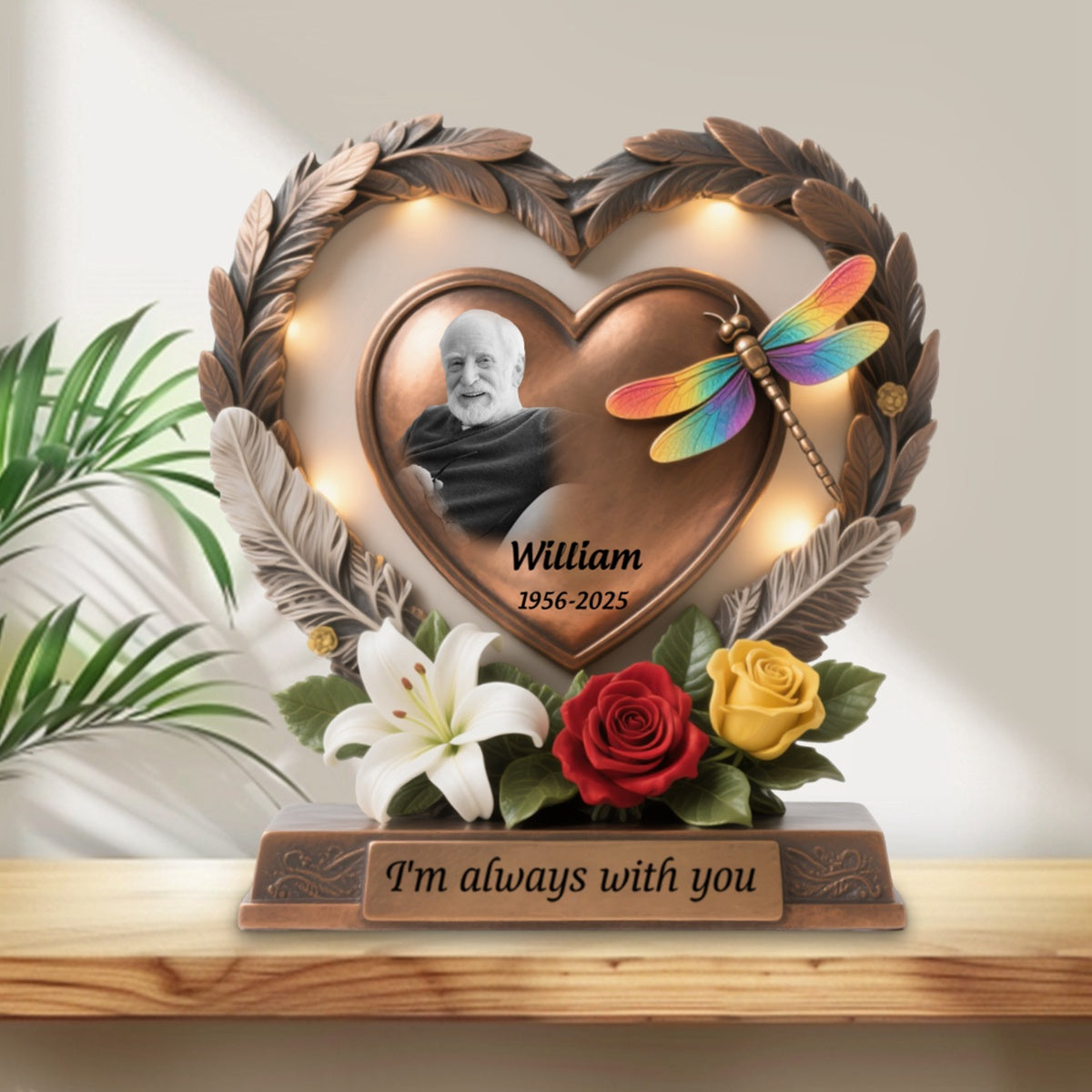 I'm always with you - Personalized Heart Dragonfly Memorial Acrylic Plaque