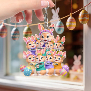 Bunny Easter Grandma with Grandkids' Names - Personalized Acrylic Keychain