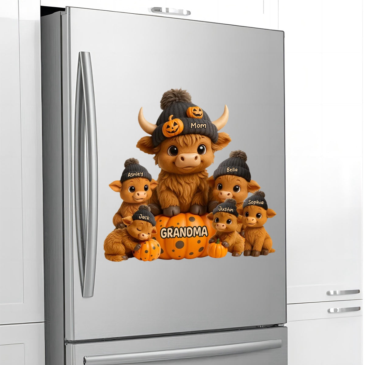 Mama Cow Personalized Standing Decal, Cozy Fall Vibe Halloween Decor for Mom, Grandma