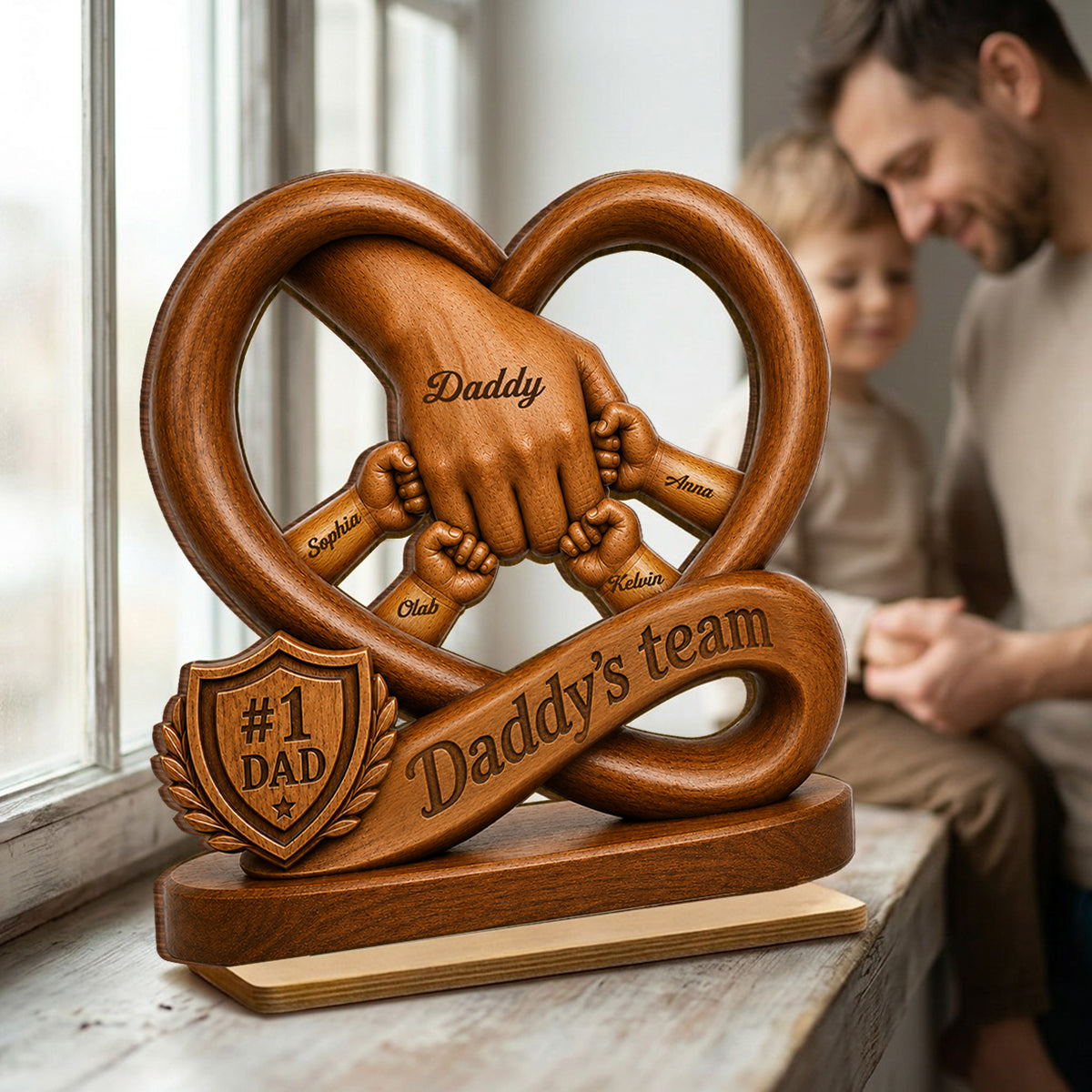 Personalized "Daddy's Dream Team" Wooden Plaque – Father's Day Gift For Dad & Husband