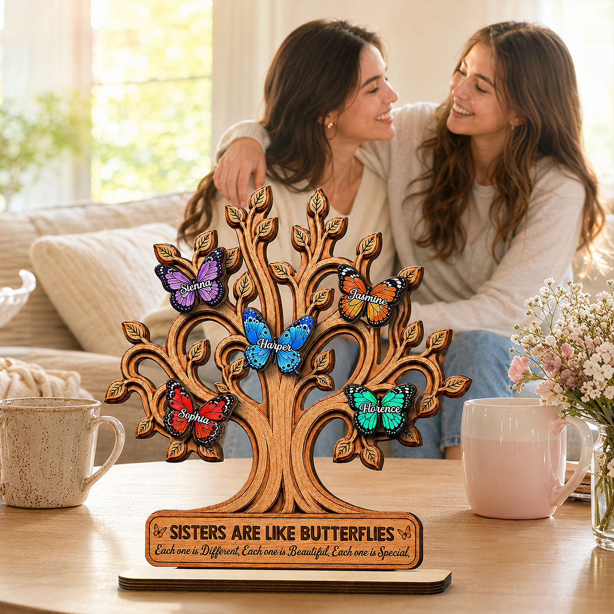 Personalized "Besties Are Like Butterflies" Wooden Plaque – Gift For Sisters & Best Friends