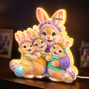 Bunny Easter Grandma with Grandkids' Names - Personalized Light Box