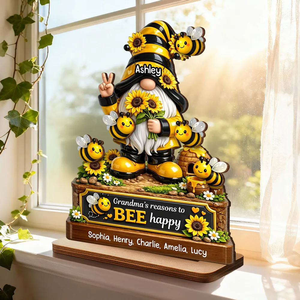 Grandma's Reasons to Bee Happy - Personalized Wooden Plaque - Heartfelt Gift for Grandma