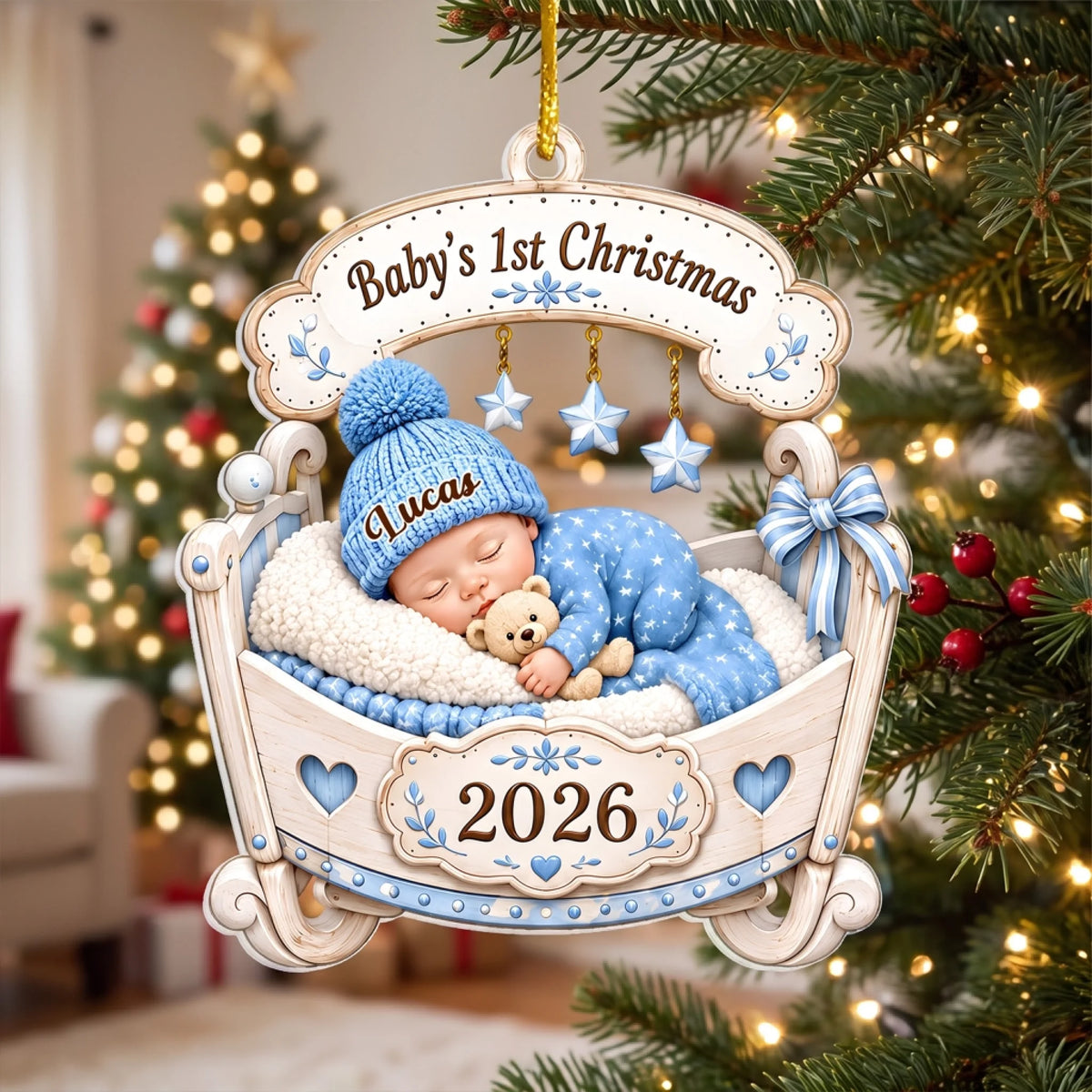 "Baby's First Christmas 2026" – Personalized Acrylic Ornament | Custom Name Keepsake For Newborn Baby Gift