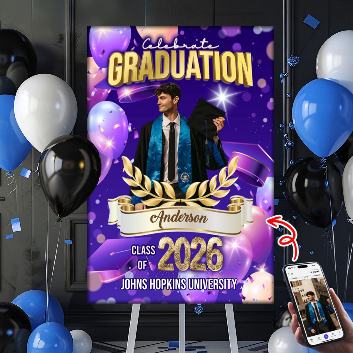 Welcome To Celebration Custom Party Welcome Sign - Personalized Graduation Decoration - Graduation Sign