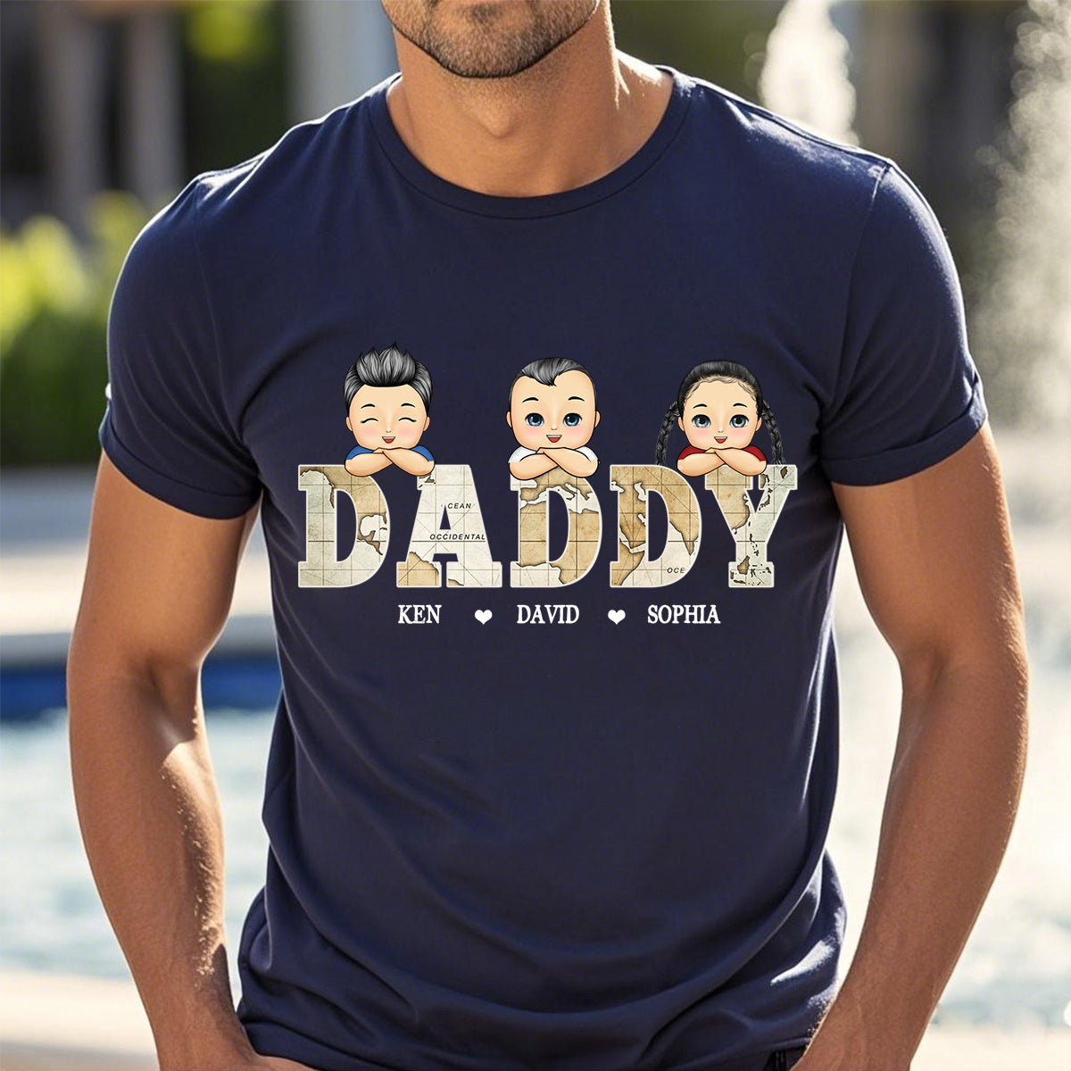 Vintage Map Papa Title - Birthday, Loving Gift For Dad, Father, Papa, Grandpa, Grandfather - Personalized T Shirt