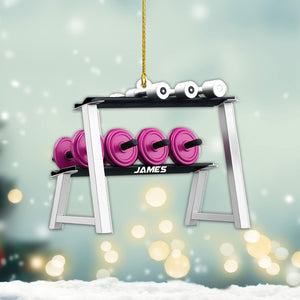 Personalized Gym Ornament, Christmas Fitness Lover Workout Gift for Him