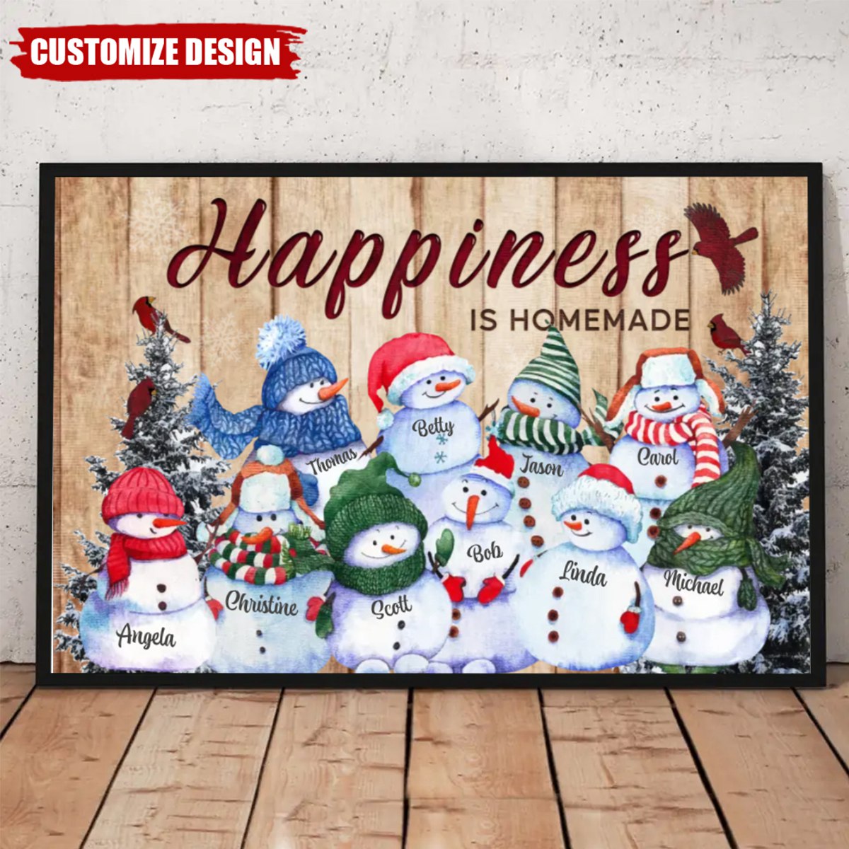 Personalized Happiness Is Homemade Snowman Family Poster