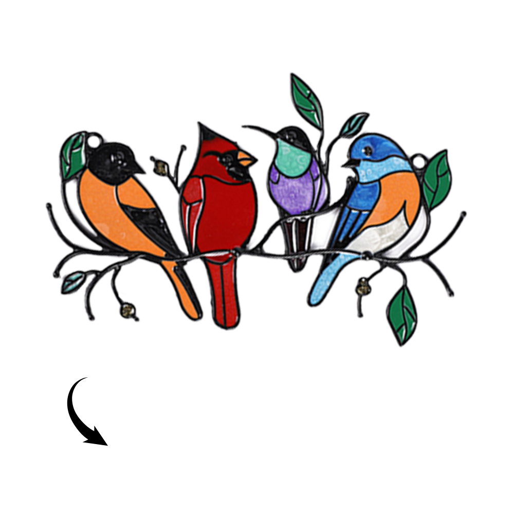 Personalized Family Photo Birds Colorful Window Pendant